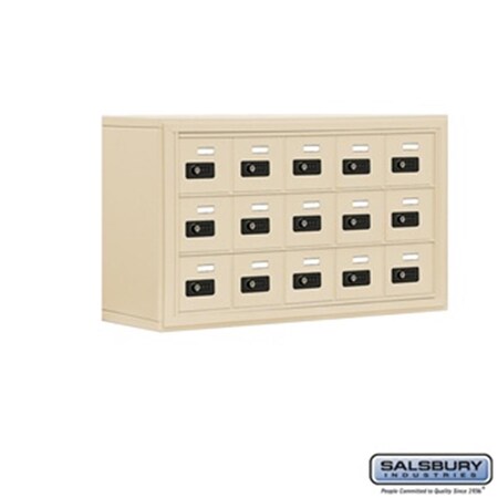 Salsbury Salsbury 19038-15SSC 8 in. Cell Phone Storage Locker - 3 Door High Unit - 15 A Doors - Sandstone - Surface Mounted - Resettable Combination Locks 19038-15SSC